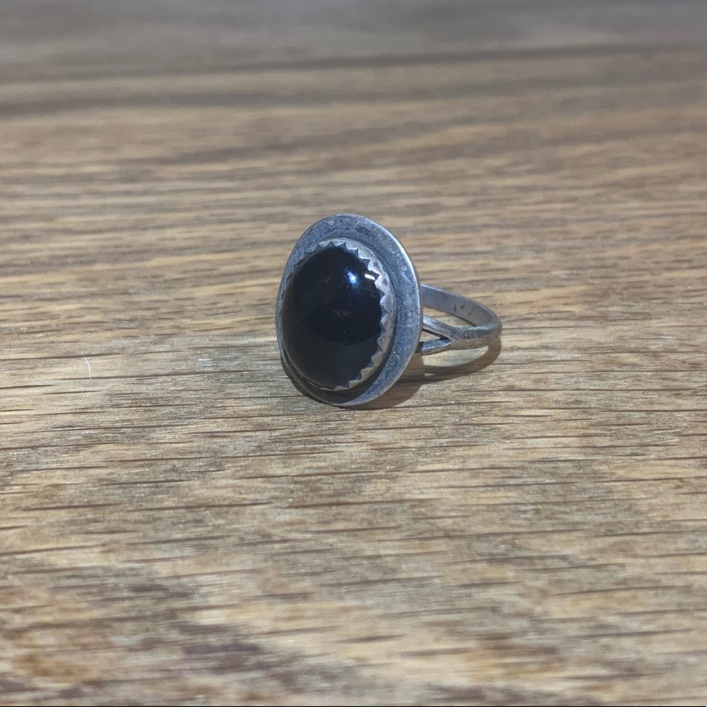 Sterling silver and obsidian ring